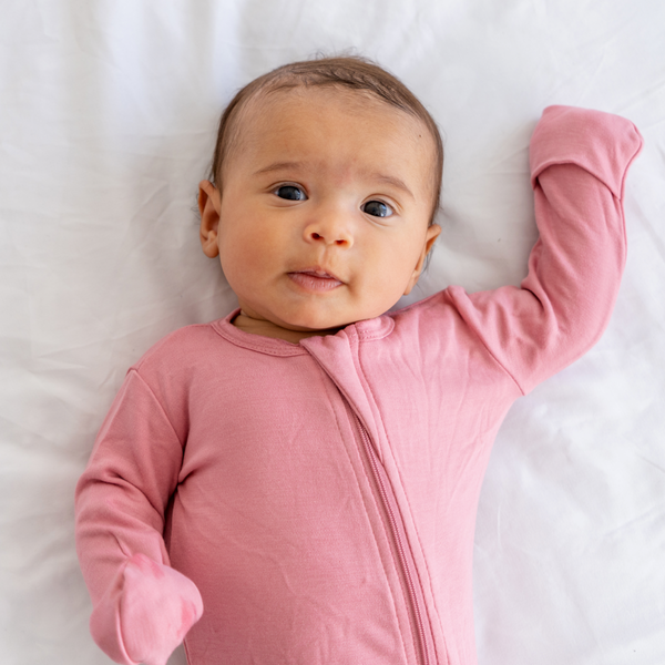 Infant Bamboo Pajamas w/ DreamCuffs™: 3 - 6 Months / Dusty Rose - Lulu Bella Boutique