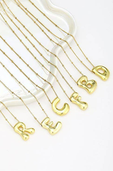 STAINLESS STEEL BALLOON BUBBLE INITIAL NECKLACE | 40NK316: P