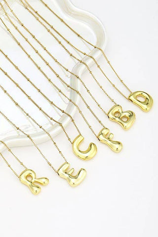 STAINLESS STEEL BALLOON BUBBLE INITIAL NECKLACE | 40NK316: E