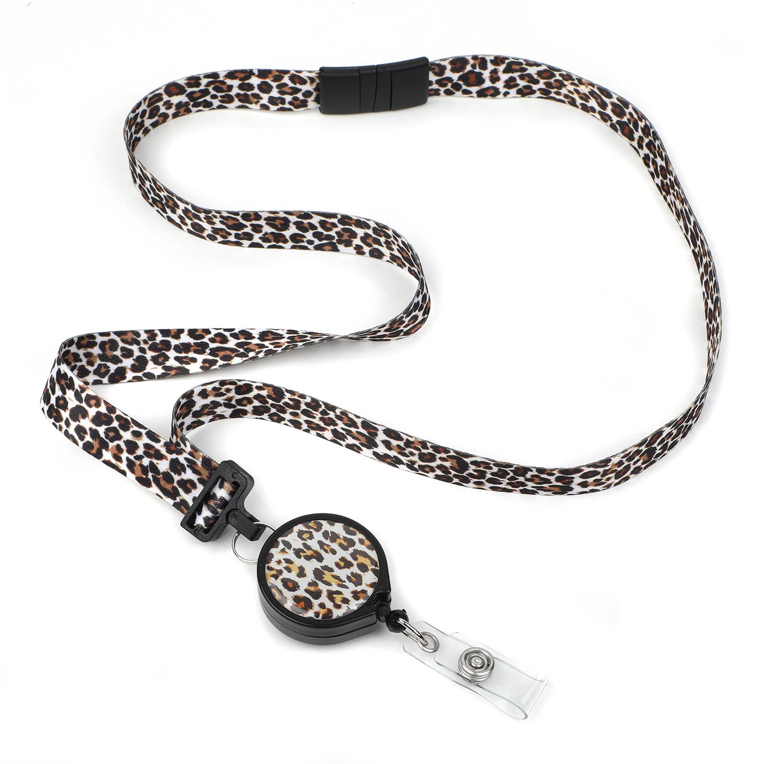 Leopard Chic Ribbon Lanyard with Badge Reel - Lulu Bella Boutique