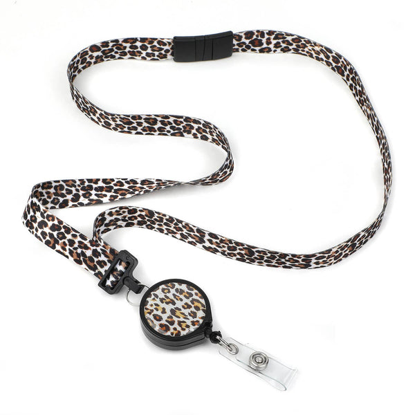 Leopard Chic Ribbon Lanyard with Badge Reel - Lulu Bella Boutique