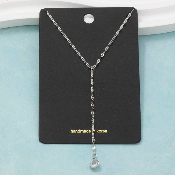 Cz Charm Y Chain Necklace: G - Lulu Bella Boutique