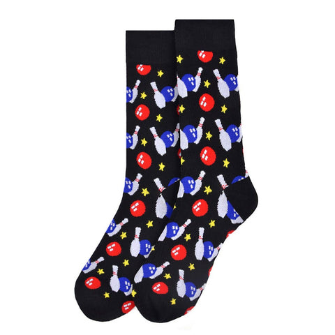 Bowling Novelty Socks for Men: Black / 1 Piece