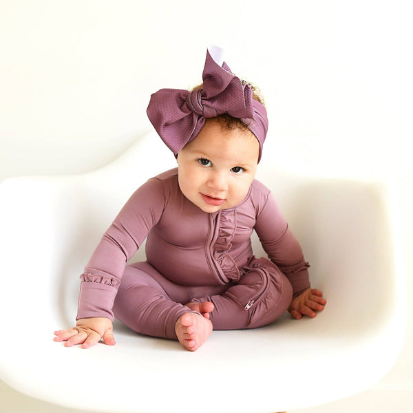 Bamboo Baby Pajama Sleepies Little Baby Ruffle Zip Kate Mauve: Newborn