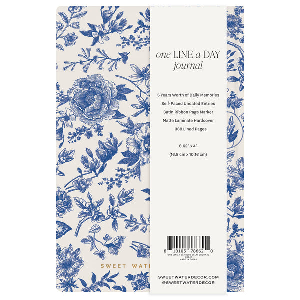 Blue Delft One Line A Day Fabric Journal - Stationery - Lulu Bella Boutique