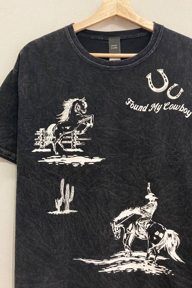Found my Cowboy Tee: WASHED BLACK / OVERSIZED / SM - Lulu Bella Boutique