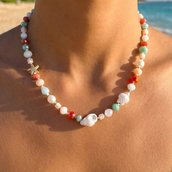 Pearl And Starfish Mixed Beaded Necklace: G