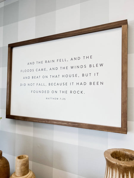 And the Rain Fell, and the Floods Came | Wall Art: White / Light Oak / 17x13" - Lulu Bella Boutique