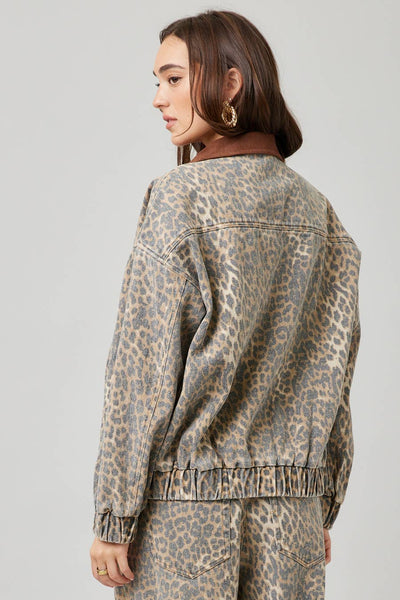 Garment Washed Leopard Jacket: LEOPARD / S - Lulu Bella Boutique