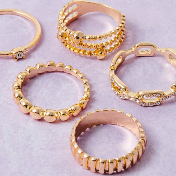 5-Piece Mixed Style Stackable Ring Set