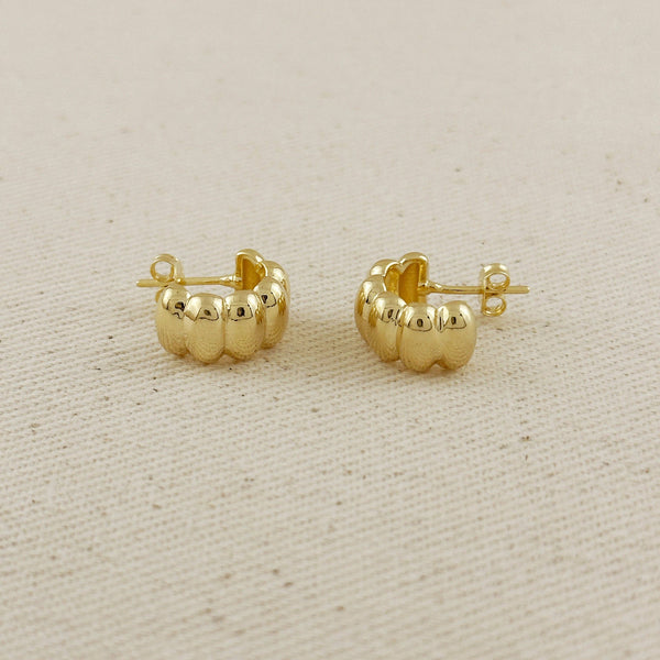 18k Gold Filled Scalloped C-Hoop Earrings - Lulu Bella Boutique