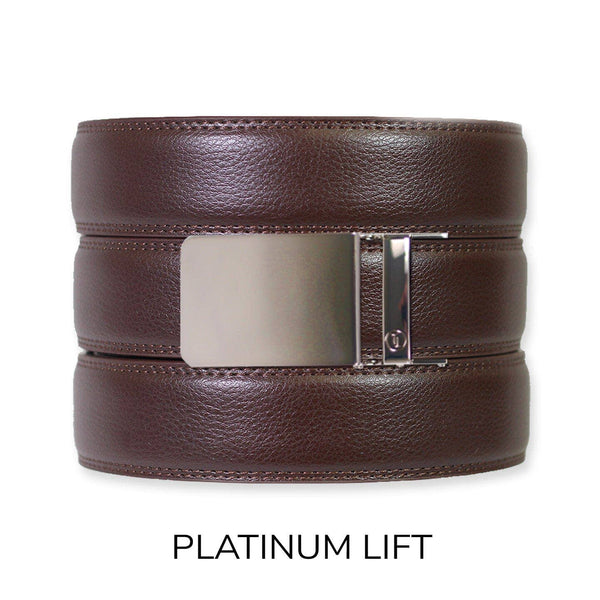 Espresso Leather Rachet Belt & Buckle Set: Gun Metal - Lulu Bella Boutique