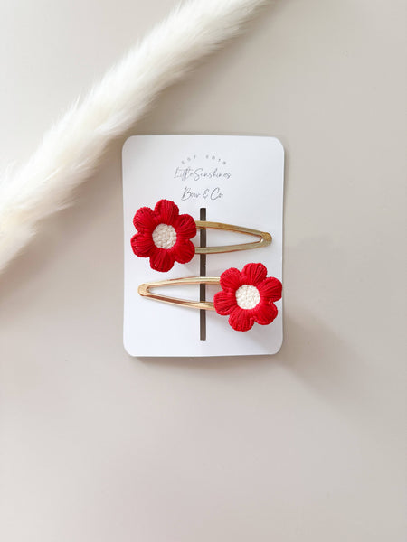 Flower Hair Clips- Set of 2 : Yellow - Lulu Bella Boutique