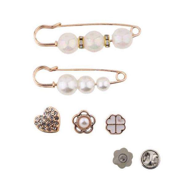 12 SET OF 5 - Pearl Safety Pin Clover Socks Charm Jewelry