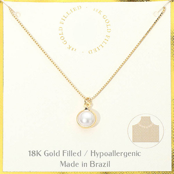18K Gold Filled Minimalist Pearl Pendant Necklace