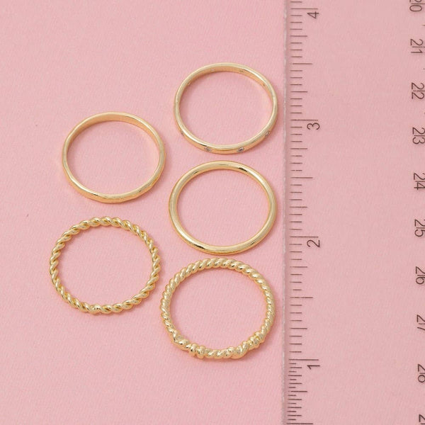 Dainty 5Pc Band Rings Set