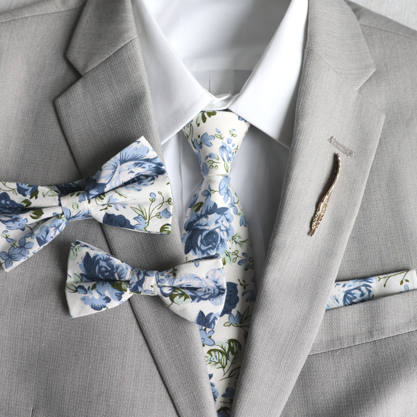 Sawyer Dusty Blue Floral Tie: Skinny Regular Length