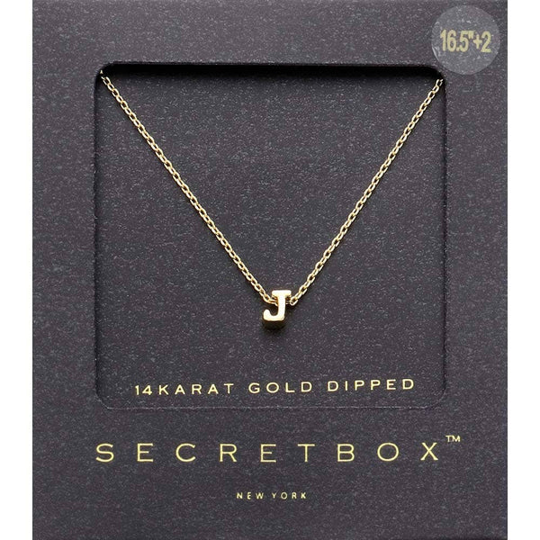 SECRET BOX_14K Gold Dipped Initial Monogram Pendant Necklace: ~C~