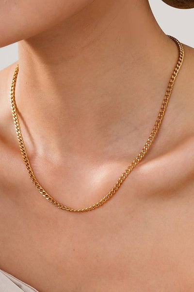 STAINLESS STEEL WATERPROOF TARNISH FREE NECKLACE | 40NK318: SNAKE - Lulu Bella Boutique