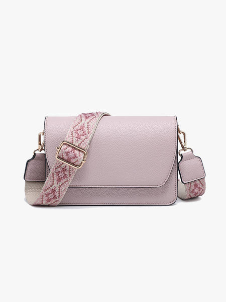 M2278 Noah Flapover Crossbody w/ Guitar Strap: Pastel Purple - Lulu Bella Boutique