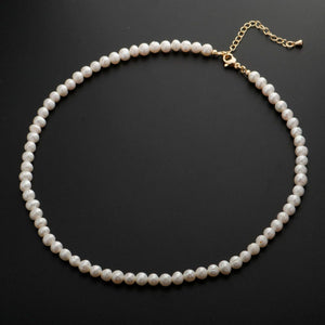 Classic Round Pearl Necklace White Fresh Water Pearl Necklace, Natural Freshwater Pearl, Genuine Pearls Wedding Bridal Jewelry WA-333 - Lulu Bella Boutique