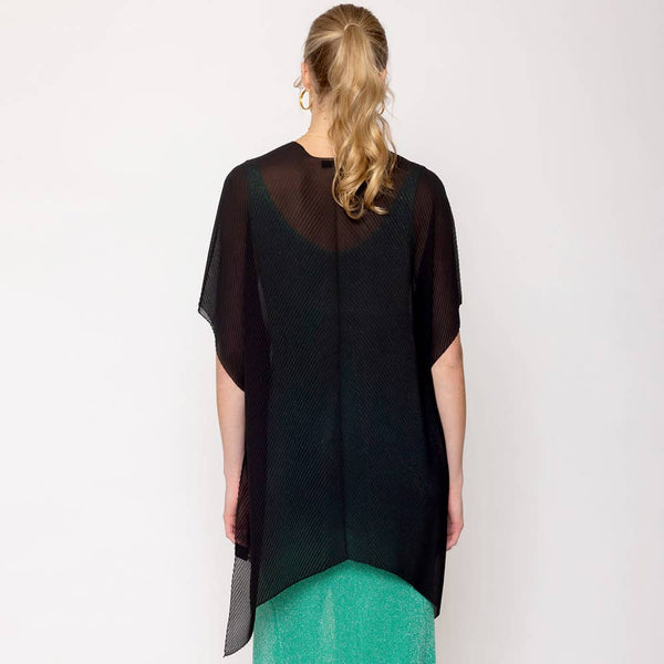 Solid Chiffon Ruana Poncho: Black - Lulu Bella Boutique