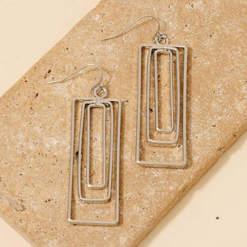 Layered Rectangle Dangle Earrings: RH - Lulu Bella Boutique