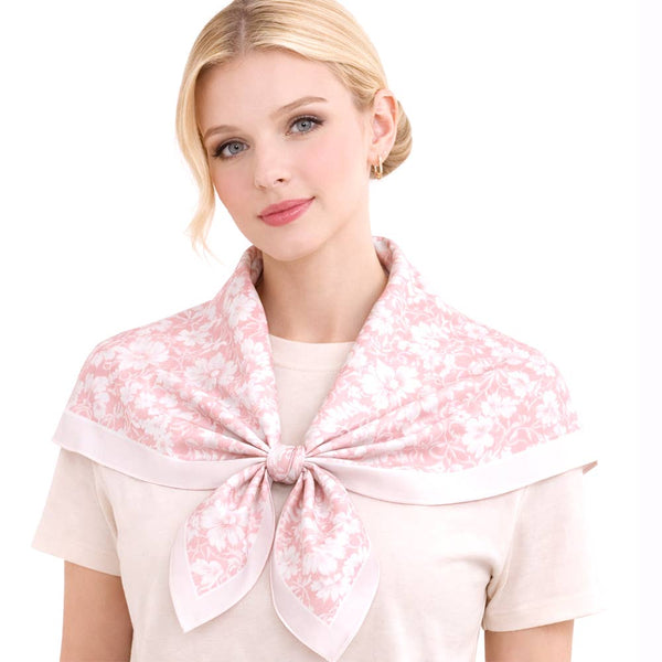 FLORAL PRINT SQUARE SCARF, WLQS 108: BLU - Lulu Bella Boutique