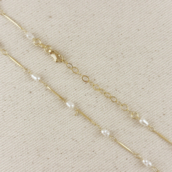 18K Gold Filled Pearl Bead & Straw Necklace - Lulu Bella Boutique