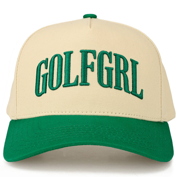 C.C GOLFGRL Letter Embroidered on Two Tone Trucker Hat: Green - Lulu Bella Boutique