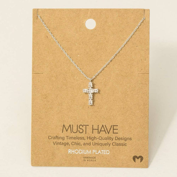 CZ Cross Pendant Necklace: G - Lulu Bella Boutique