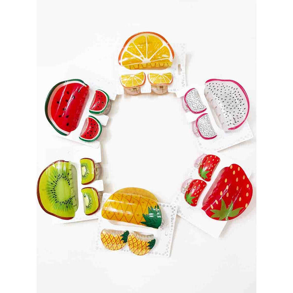 Fruit Theme Hair Trio Claw Set: MIX COLOR / ONE(12) - Lulu Bella Boutique