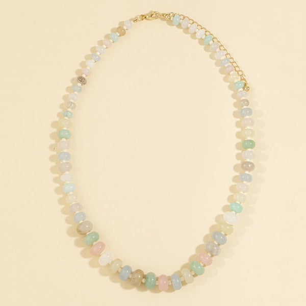 Rondelle Semi Precious Stone Beaded Necklace: LMUL