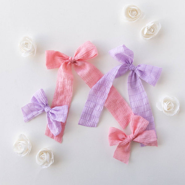 Coral Pink | Pigtail Set - Ribbon Bow