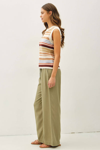 SAND WASHED FLOWY TENCEL WIDE LEG PANTS : SAND / S - Lulu Bella Boutique