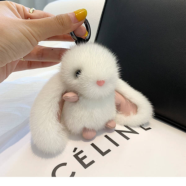 CUTE LONG-EARED BUNNY BAG PENDANT KEYCHAIN_CWMM2485: White / (OS) 1 - Lulu Bella Boutique