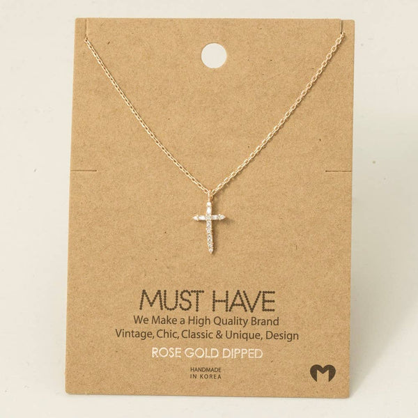 Cz Cross Pendant Necklace: S - Lulu Bella Boutique