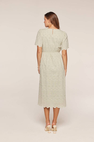 Embroidered Sage Dress: Light Dress / S - Lulu Bella Boutique