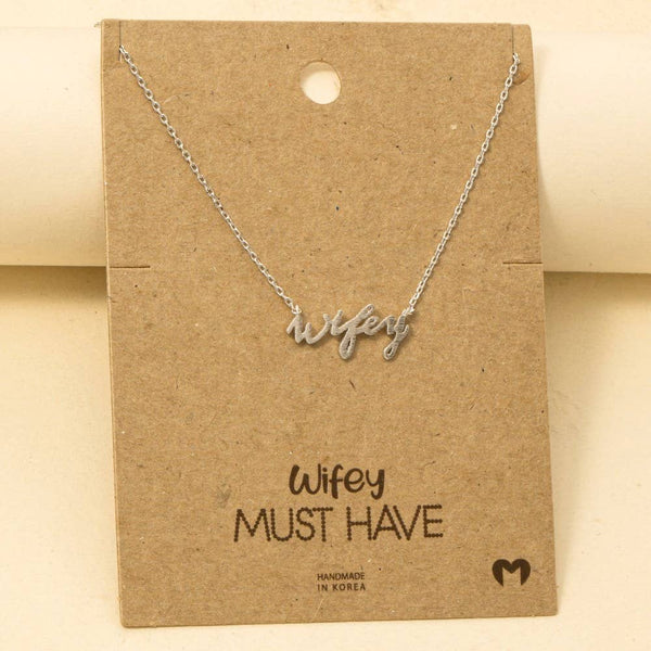 Gold Dipped Wifey Handwritten Pendant Necklace: G - Lulu Bella Boutique