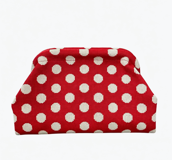 Stripe Knit Cosmetic Bag Checkered Knit Clutch: DRed / M - Lulu Bella Boutique