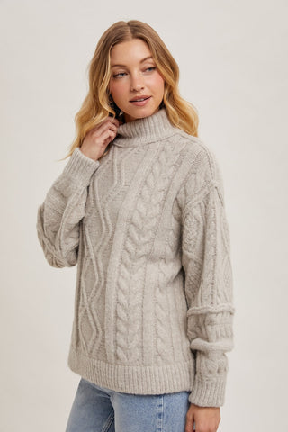 Turtle Neck Cable Knit Sweater