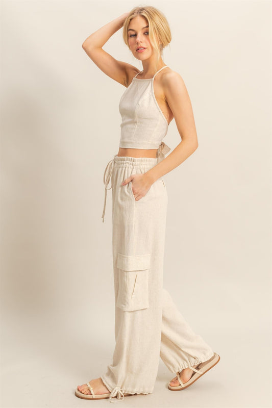 Crop Top & Cargo Pants Matching Set