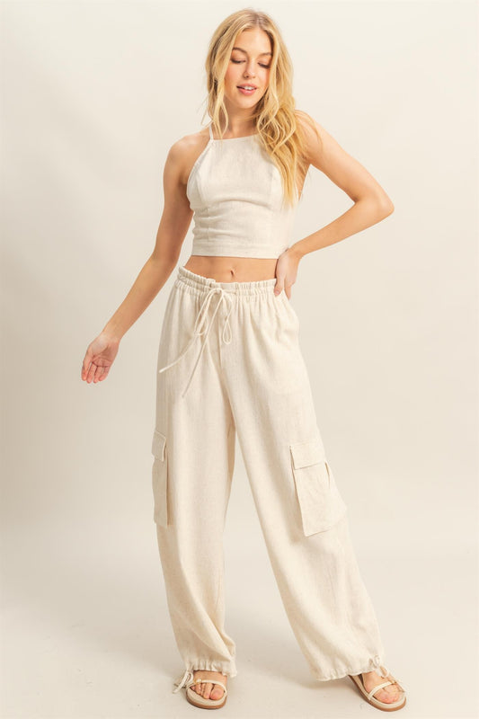 Crop Top & Cargo Pants Matching Set
