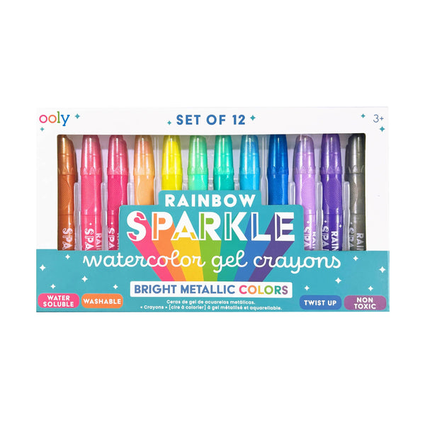 Rainbow Sparkle: Watercolor Gel Crayons (Set of 12) - Lulu Bella Boutique