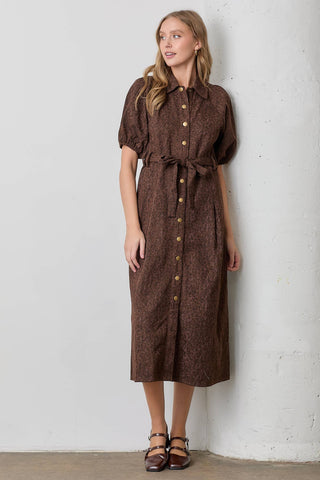 LEOPARD PRINT MIDI DRESS: RED BROWN / S - Lulu Bella Boutique