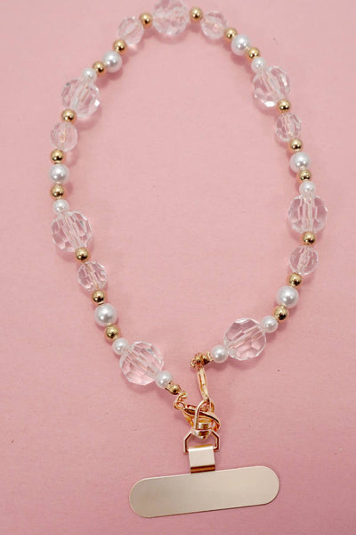 Pearl and Faceted Crystal Beaded Lanyard