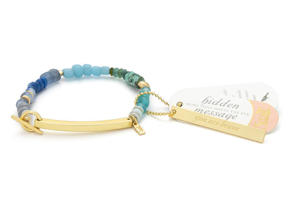 Hidden Message Bracelet - Brave/African Turquoise/Gold - Lulu Bella Boutique