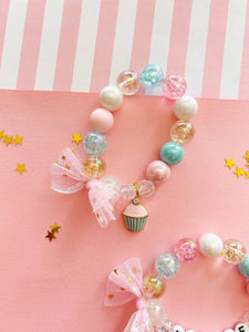 Cupcake Sweet Treat Kids Birthday Beaded Charm Bracelet  - Lulu Bella Boutique