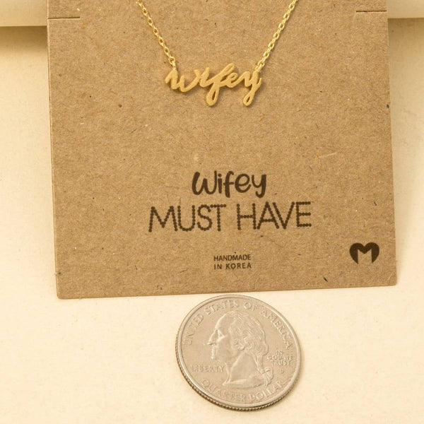 Gold Dipped Wifey Handwritten Pendant Necklace: G - Lulu Bella Boutique