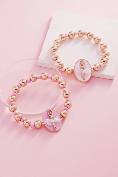 Oval Shaped Ballerina Kids Stretch Bracelet: LPK / ONE
